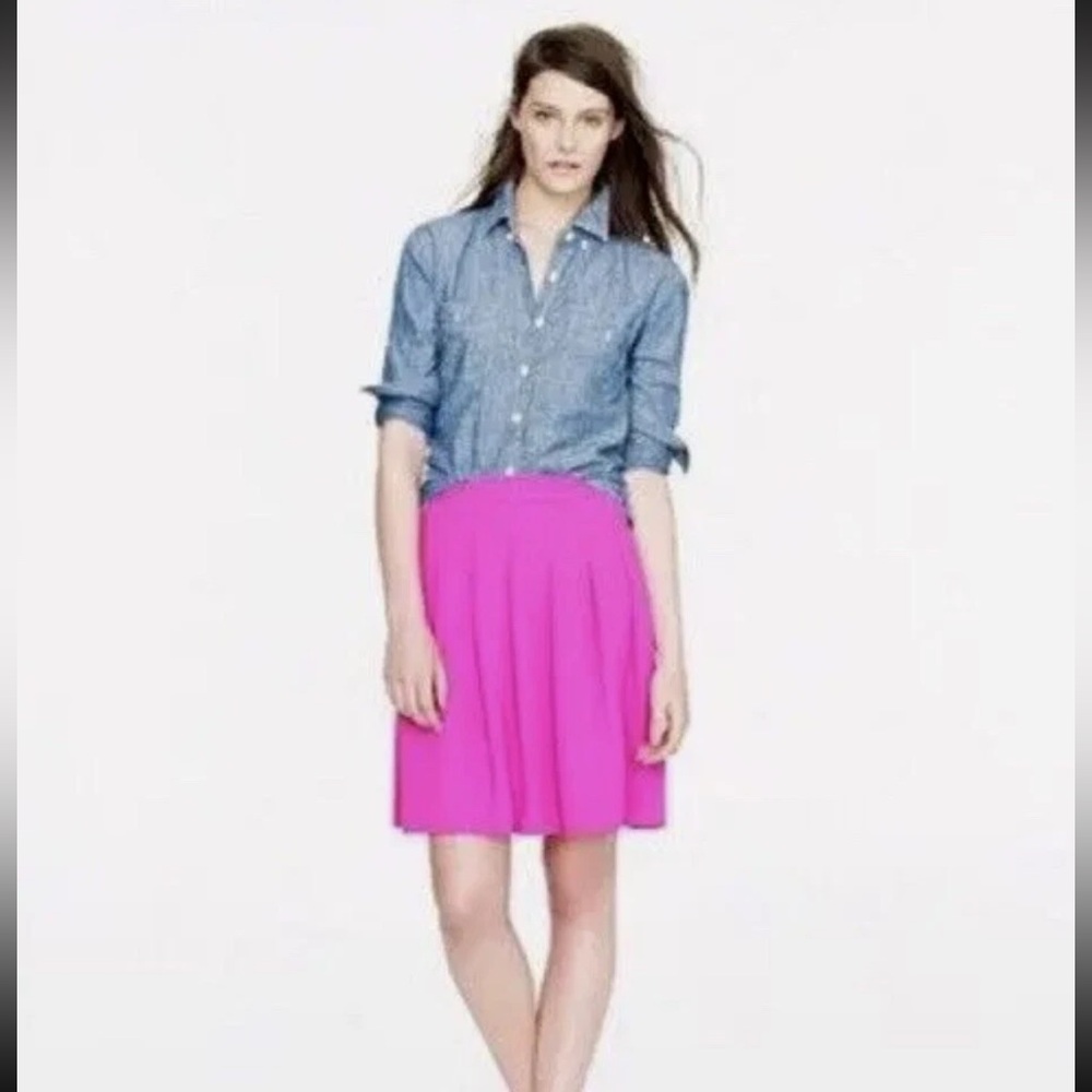 J. Crew Hot Pink Pleated Mini Skirt size Women’s 2 - Picture 2 of 7